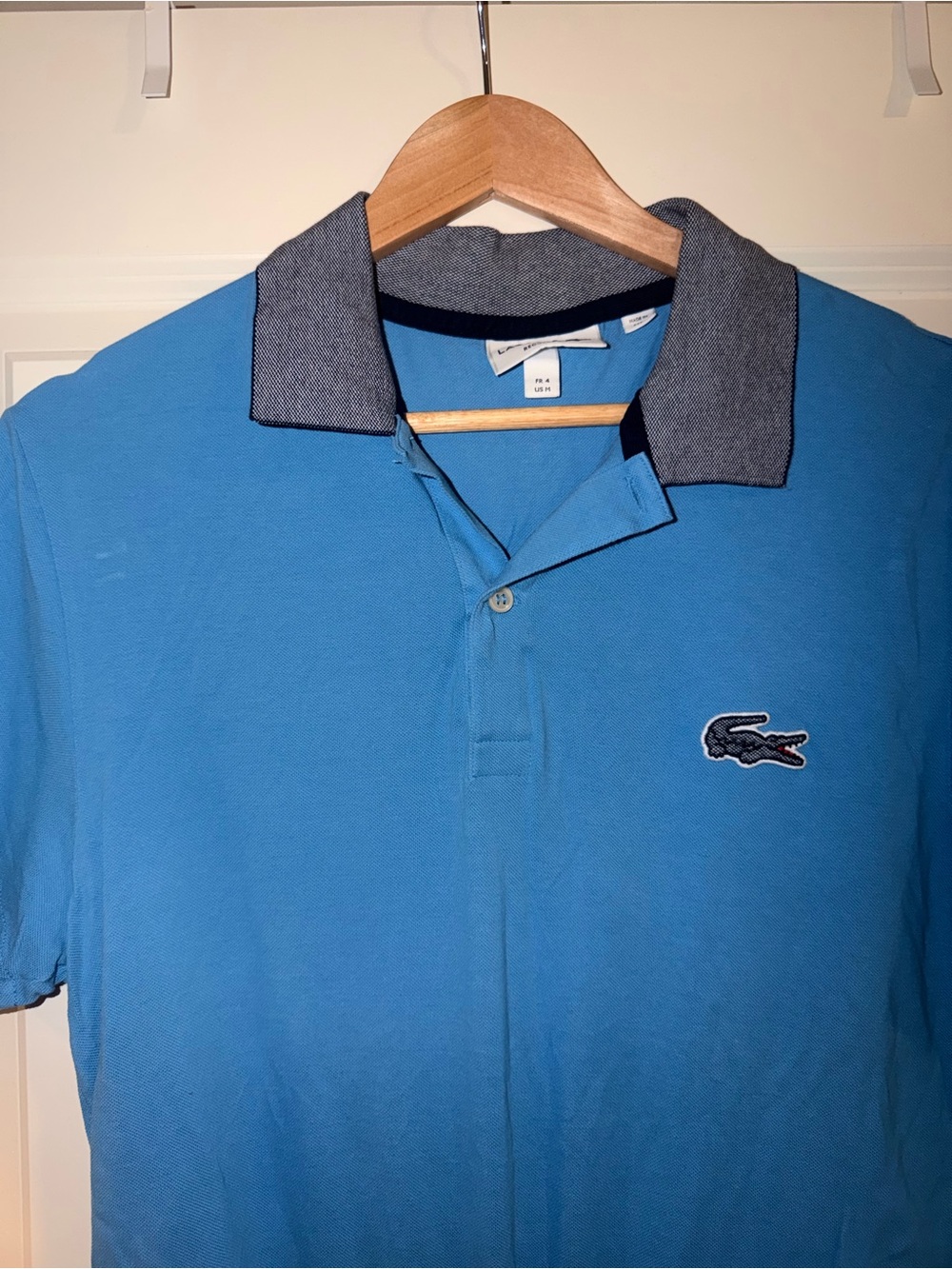 Lacoste Men's Sky Blue Polo with Contrasting Gray Collar